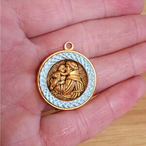 The Franciscans St Anthonys Child Two Tone Metal Pendant Religious Catholic